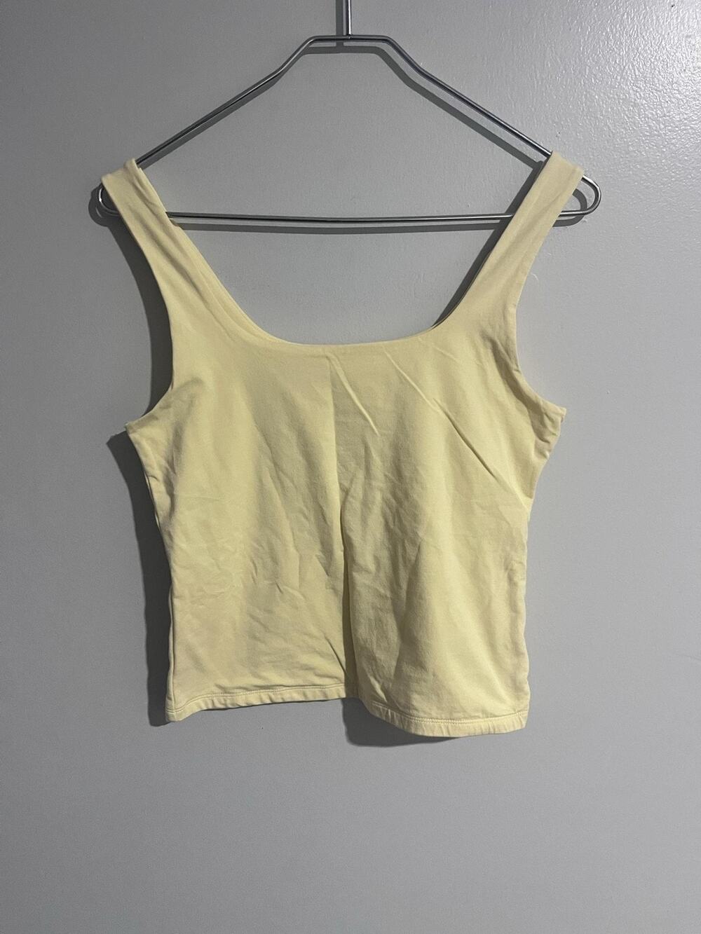 Old Navy Tank Womens L Yellow Basic Square Neck Stretch Tagless Jersey Casual